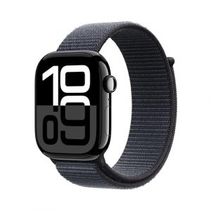 Apple Watch Series 10 GPS Smartwatch con Caja de Aluminio Negro Brillante de 46 mm y Correa Loop Deportiva Tinta - Talla única. Monitor de entreno, Pantalla Retina Siempre Activa y Neutro en Carbono