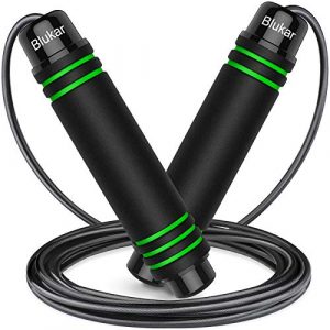 Blukar Cuerda para Saltar, Comba de Saltar con Mango Antideslizante de Espuma Suave Cuerda Ajustable Libre y Rodamientos de Bolas de Rápidos para Fitness, Ejercicio de Intervalos, Crossfit