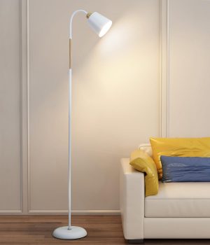 ANTENLICHT Lámpara de pie blanca 360 VILI | Lámpara de pie giratoria casquillo E27 máx. 60W | Lámpara de sofá moderna de metal con altura 159cm | para salón, dormitorio, estudio（sin bombillas）