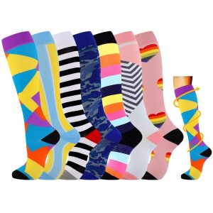 Losvcbcx 7 pares de calcetines de compresión para mujeres y hombres de 15 a 20 mmHg son los mejores calcetines deportivos y médicos para correr, vuelos, viajes, enfermeras
