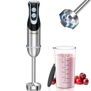 FRESKO Batidora de Mano, 1000W Minipimer con 12 Velocidades, Función TURBO, Acero Inoxidable, con 700ml Vaso Medidor, para Salsas, Sopas, Alimentos para Bebés (HB3205)
