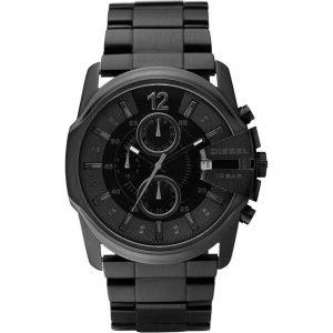 Diesel Reloj Master Chief Series para Hombre, Movimiento de Fecha a Tres Agujas con Correa de Acero Inoxidable o Piel