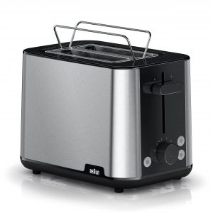 Braun PurShine Tostadora, Tostadora de 2 Ranuras, 8 Niveles de Tostado, Funciones de Recalentado y Descongelación, Bandeja Recogemigas, HT1510BK, 900W, Negro