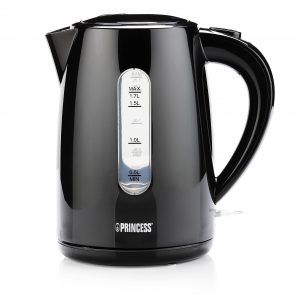 Princess 236017 Hervidora, volumen 1.7 L, Adecuada para personas zurdas y diestras con la base de 360 grados, protección contra la ebullición en seco y válvula de escape de vapor, 2200 W