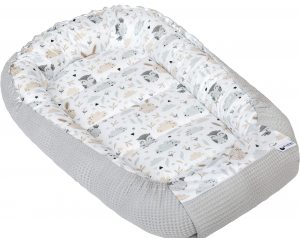 Medi Partners Nido Bebe Recien Nacido Reductor de Cuna - 100x60x15 Portátil o de Viaje de Colecho anticolicos Bilateral Bebés 100% Algodón Gofre (Glade con Gris Gofre)